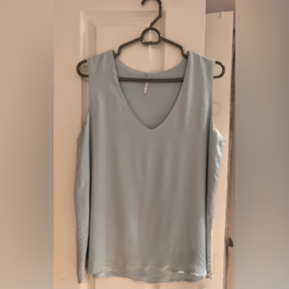 Light Blue silk Sleeveless Women's Top